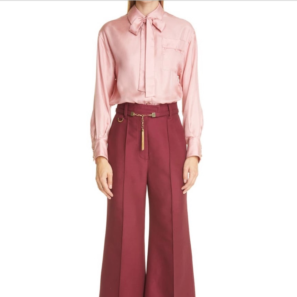 Authentic! Zimmermann tie neck silk blouse.